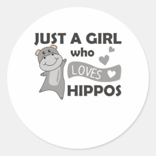 Gewoon een meisje dat van Hippos houdt, Hippo Ronde Sticker