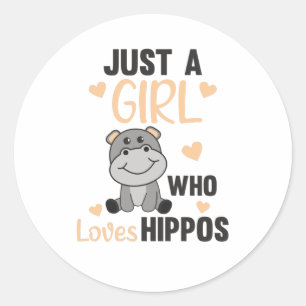 Gewoon een meisje dat van Hippos houdt, Hippo Ronde Sticker