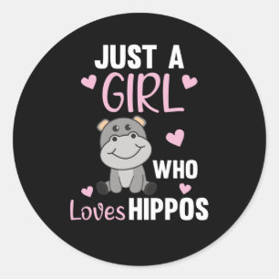 Gewoon een meisje dat van Hippos houdt, Hippo Ronde Sticker