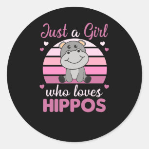 Gewoon een meisje dat van Hippos houdt, Hippo Ronde Sticker