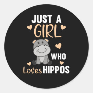 Gewoon een meisje dat van Hippos houdt, Hippo Ronde Sticker
