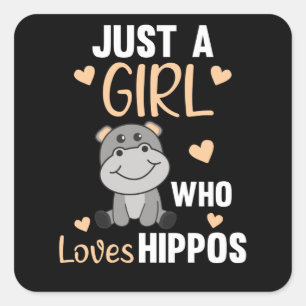 Gewoon een meisje dat van Hippos houdt, Hippo Vierkante Sticker