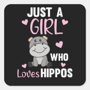 Gewoon een meisje dat van Hippos houdt, Hippo Vierkante Sticker