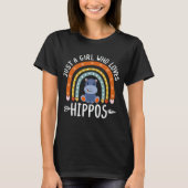 Gewoon een meisje dat van Hippos houdt... regenboo T-shirt (Voorkant)