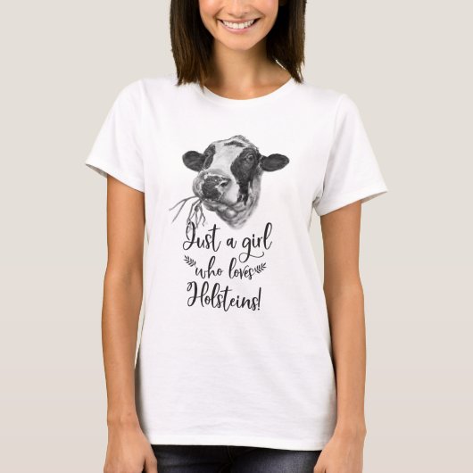 Gewoon een meisje dat van Holstein houdt koeien T- T-shirt (Voorkant)