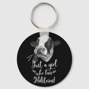 Gewoon een meisje dat van Holstein koeien houdt Sleutelhanger