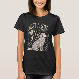 Gewoon Een Meisje Dat Van Honden Houdt Bloemrijke T-shirt
