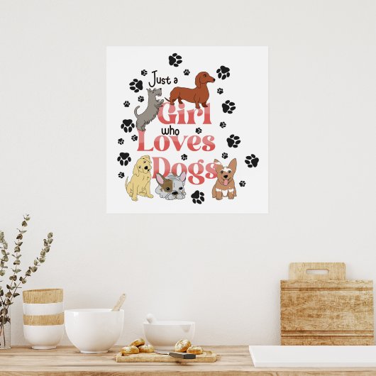 Gewoon een meisje dat van honden houdt poster (Keuken)