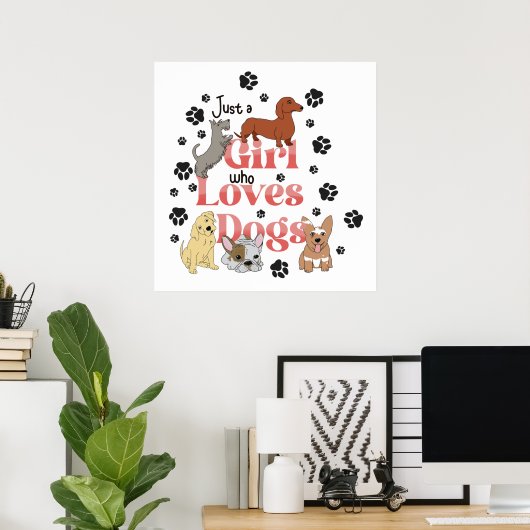 Gewoon een meisje dat van honden houdt poster (Thuiskantoor)