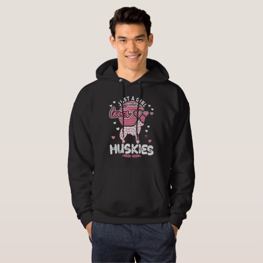 Gewoon een meisje dat van Huskies houdt Funny Sibe Hoodie (Voorkant volledig)