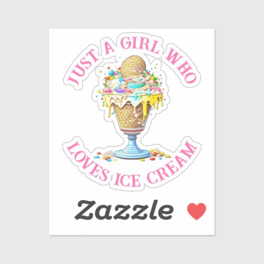 Gewoon een meisje dat van Ice Cream houdt Sticker (Vel)
