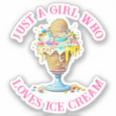 Gewoon een meisje dat van Ice Cream houdt Sticker (Voorkant)
