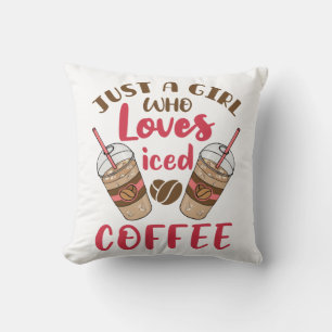 Gewoon een meisje dat van iced koffie houdt kussen