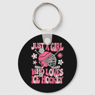 Gewoon een meisje dat van ijshockey houdt Schattig Sleutelhanger