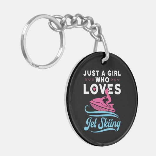 Gewoon een meisje dat van jetskiën houdt sleutelhanger (Voorkant Links)