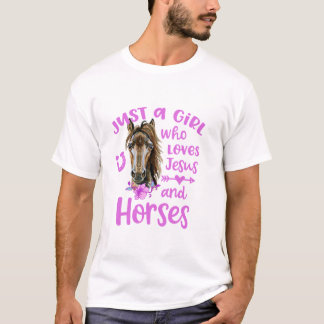 Gewoon een meisje dat van Jezus en Paarden houdt T-shirt