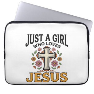 Gewoon een meisje dat van Jezus houdt bloemkruis s Laptop Sleeve