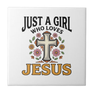 Gewoon een meisje dat van Jezus houdt bloemkruis s Tegeltje