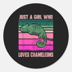 Gewoon een meisje dat van kameleons houdt Grappig Ronde Sticker