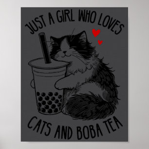 Gewoon Een Meisje Dat Van Katten En Boba Thee Ragd Poster