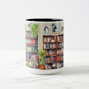 Gewoon een meisje dat van katten en boeken houdt tweekleurige koffiemok