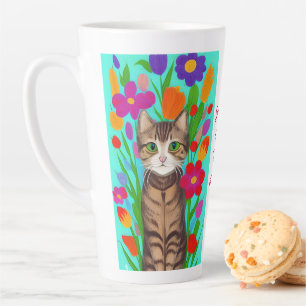 Gewoon een meisje dat van katten houdt   Folk Art Latte Mok