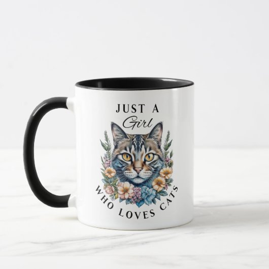 Gewoon een meisje dat van katten houdt gepersonali mok (Links)