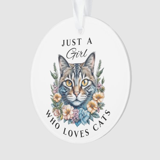 Gewoon een meisje dat van katten houdt gepersonali ornament (voorkant)