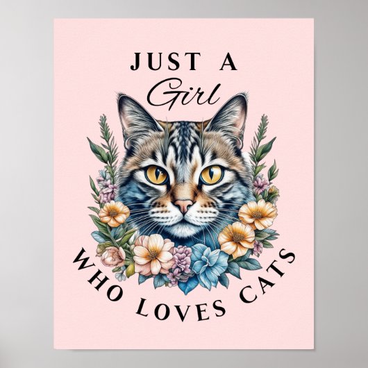 Gewoon een meisje dat van katten houdt poster (Voorkant)