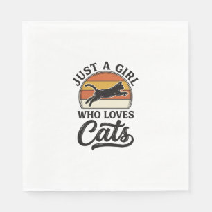 Gewoon een meisje dat van katten houdt Retro Vinta Servet