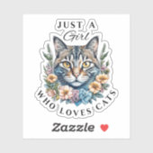 Gewoon een meisje dat van katten houdt sticker (Vel)