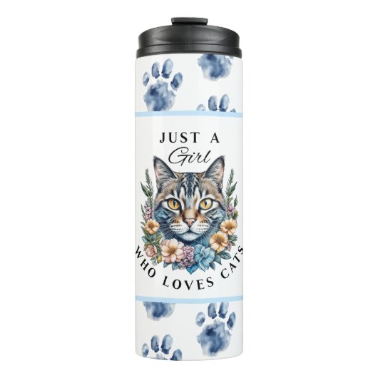 Gewoon een meisje dat van katten houdt thermosbeker (Voorkant)