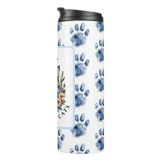 Gewoon een meisje dat van katten houdt thermosbeker (Geroteerd rechts)