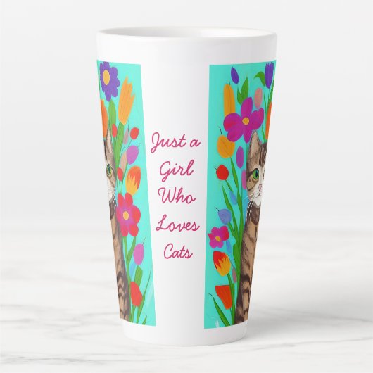 Gewoon een meisje dat van katten houdt | Volkskuns Latte Mok (Voorkant)