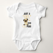 Gewoon een meisje dat van Kawaii Dog Pug houdt Romper (Voorkant)