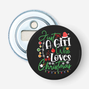 Gewoon Een Meisje Dat Van Kerst Mis Houdt Button Flesopener