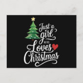 Gewoon een meisje dat van kerstboom familie cadeau feestdagenkaart (Voorkant)