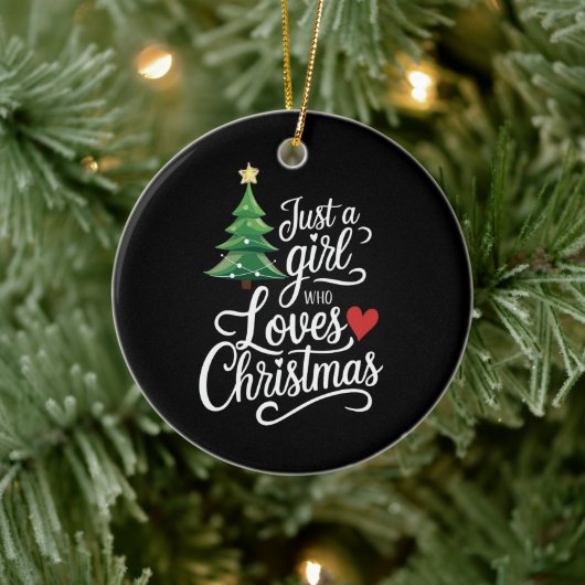 Gewoon een meisje dat van kerstboom familie cadeau keramisch ornament (Boom)