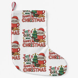 Gewoon Een Meisje Dat Van Kerstfeest Vakantie Wint Kleine Kerstsok