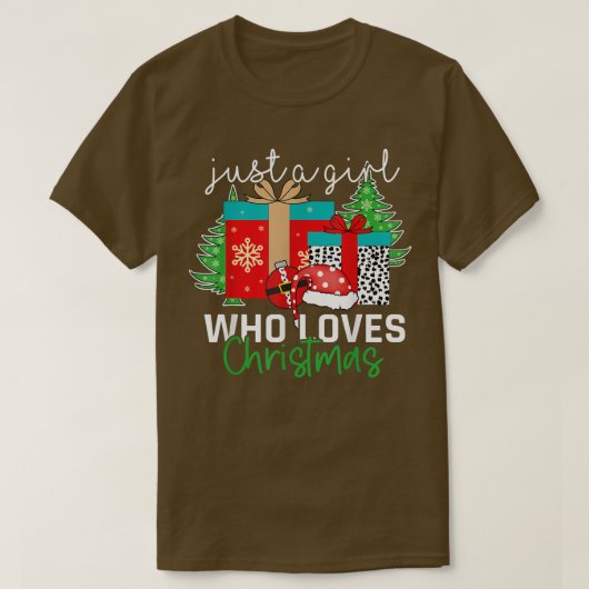 Gewoon een meisje dat van kerstfeestdag houdt t-shirt (Design voorkant)