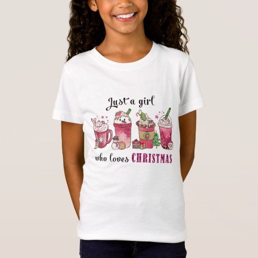 Gewoon een meisje dat van kerstkoffie houdt, Fun T T-shirt (Voorkant)