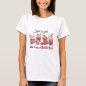 Gewoon een meisje dat van kerstkoffie houdt t-shirt (Voorkant)