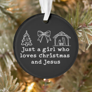 Gewoon een meisje dat van Kerstmis en Jezus Kerst Ornament