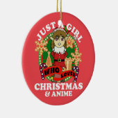 Gewoon een meisje dat van Kerstmis houdt en Anime  Keramisch Ornament (Rechts)