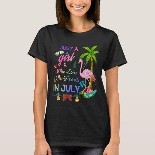 Gewoon een meisje dat van Kerstmis houdt in juli F T-shirt (Voorkant)