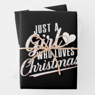 Gewoon een meisje dat van Kerstmis houdt  Inpakpapier Vel