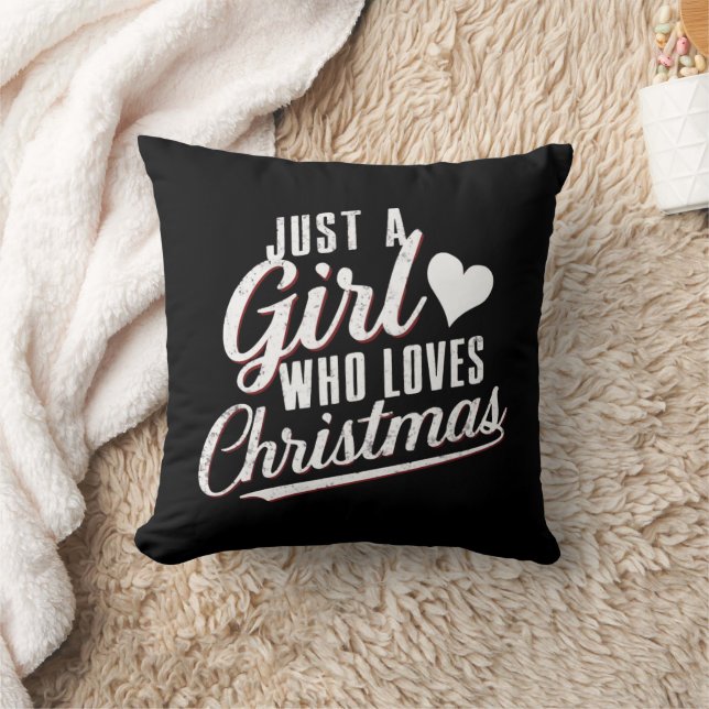 Gewoon een meisje dat van Kerstmis houdt Kussen (Deken)