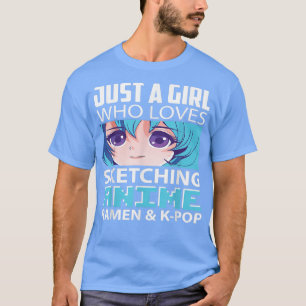Gewoon een meisje dat van ketting Anime Ramen houd T-shirt