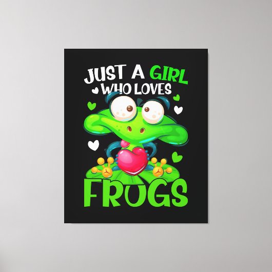 Gewoon een meisje dat van kikkers Kinder meisjes h Canvas Afdruk (Voorkant)
