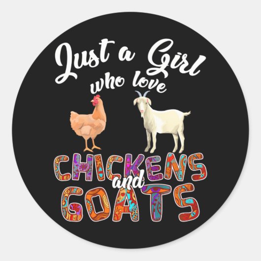 Gewoon een meisje dat van kippen houdt, geitenboer ronde sticker (Voorkant)